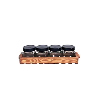 SET DE 4 BOITES A EPICE 314 AVEC SUPPORT EN BOIS