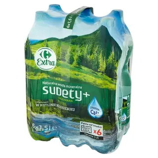 Carrefour Extra Sudety+ Naturalna woda mineralna gazowana 6 x 1,5 l