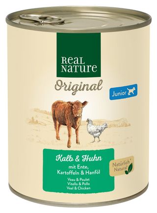 Zestaw promocyjny 6 szt. - 30% Real Nature Junior cielęcina, kurczak, kaczka 800g