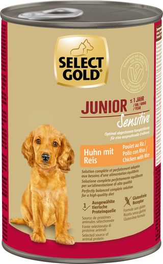 Zestaw promocyjny 6 szt. - 20% Select Gold Sensitive junior kurczak, ryż 400g