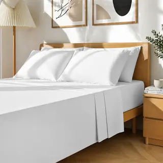 Completo Letto Matrimoniale Cotone Bianco - Nicoletta
