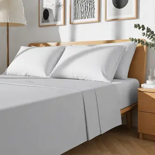 Completo Letto Matrimoniale Cotone Grigio Chiaro - Nicoletta