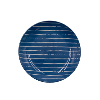 Piatto Frutta Blu Righe Bianco Porcellana - Mix E Match