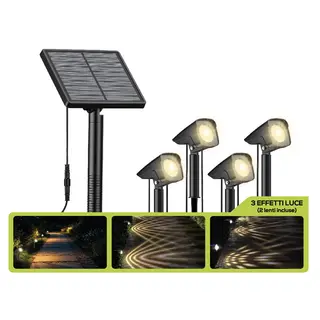 Kit 4 Picchetti Solari H26cm Luce Calda 200Lm Ip65