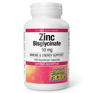 Natural Factors Zinc Bisglycinate Capsules, 120 Count