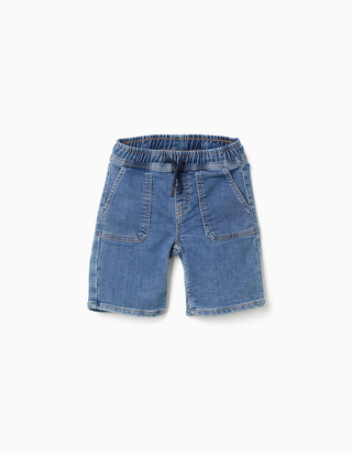 Calções midi de ganga com cordão para menino, azul, Tamanho 3 - 4