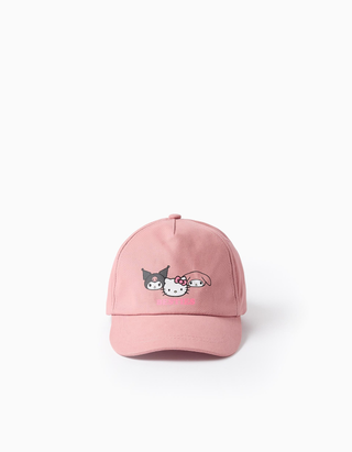 Boné de algodão com estampado Hello Kitty para bebé e menina, rosa, Tamanho 7/9A