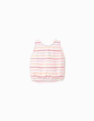 Top sem mangas de algodão às riscas para menina, multicolor, Tamanho 13/14
