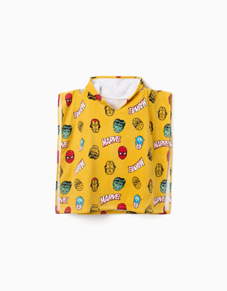 Poncho de praia com capuz e motivo Marvel para menino, amarelo, Tamanho L