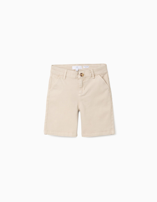 Calções chino midi de sarja com bolsos para menino, bege-claro, Tamanho 4 - 5