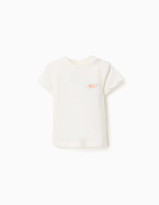T-shirt de algodão com elefante estampado para bebé menino, bege-claro, Tamanho 6/9M