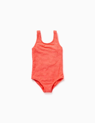 Fato de banho com motivo de estrelas em bouclé para bebé menina, coral neon, Tamanho 12/18M