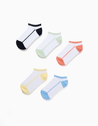 5 pares de meias curtas com detalhes em contraste para criança, multicolor, Tamanho 23/26
