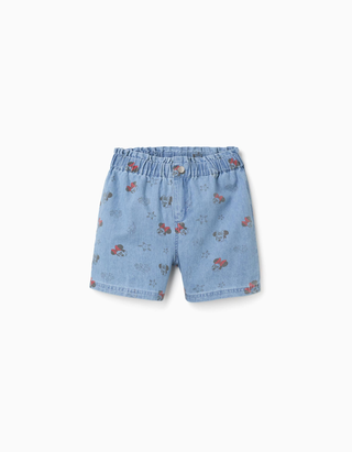 Calções de ganga com motivo Minnie para menina, azul-claro, Tamanho 7 - 8