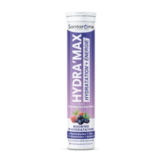 SANTAROME HYDRAMAX ELECTROLYTE FRAMBOISE MYRTILLES 20 PASTILLES