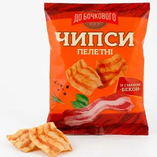 Чипси пшеничні пелетні зі смаком бекону ТМ «ДО БОЧКОВОГО» 80г, шт
