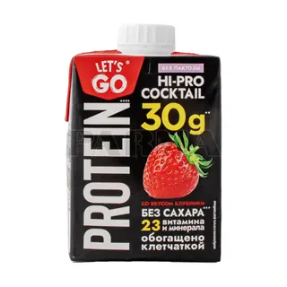 Ըմպելիք սպիտակուցային «Let`s Go Protein» ելակ, առանց շաքար 500մլ