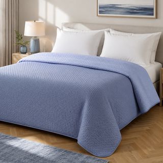 Trapuntino matrimoniale microfibra double face - blu