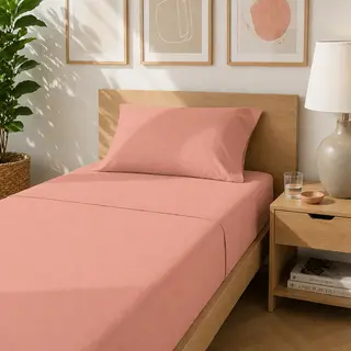 Completo letto singolo cotone tinta unita - corallo