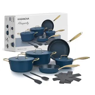 Batteria 12 pezzi antiaderente ceramico - Rhapsody blu