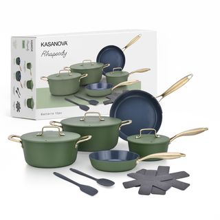 Batteria 12 pezzi antiaderente ceramico - Rhapsody verde