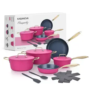 Batteria 12 pezzi antiaderente ceramico - Rhapsody fucsia