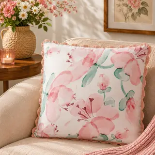 Cuscino divano 45x45 cm - fiori rosa
