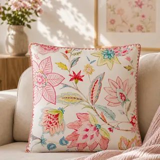 Cuscino divano 45x45 cm - fiori rosa stilizzati