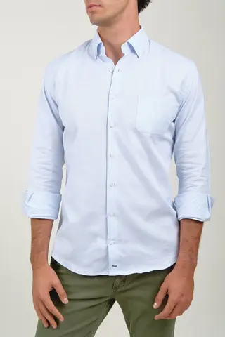 Camisa Oxford Classic Un Bolsillo Celeste M