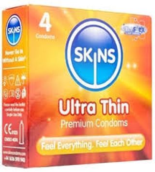 SKINS Ultra Thin Condoms, 4 Pack