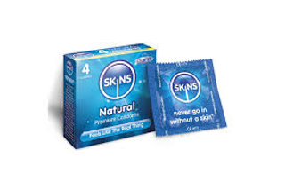 SKINS Natural Non-Latex Condoms, 4 Pack