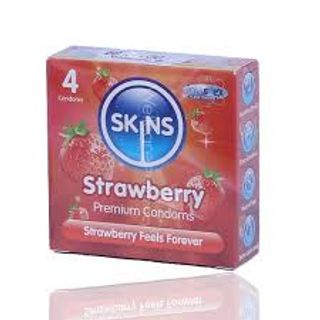 SKINS Strawberry Premium Condoms, 4 Pack