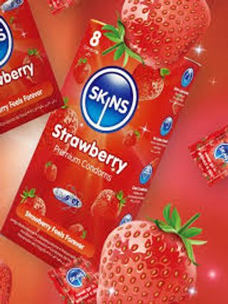 SKINS Strawberry Premium Condoms, 8 Pack