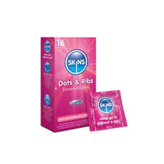 SKINS Dots & Ribs Pink Condoms, 16 Pack
