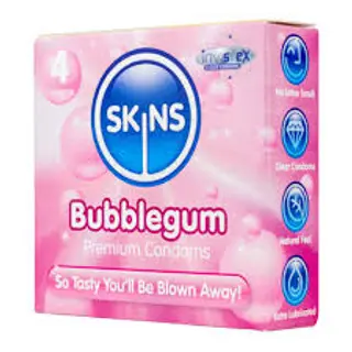 SKINS Bubblegum Pink Condoms, 4 Pack