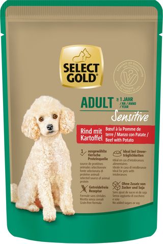 Promocja: 12 szt. - 20% Select Gold Sensitive Mini adult wołowina. ziemniak 100g
