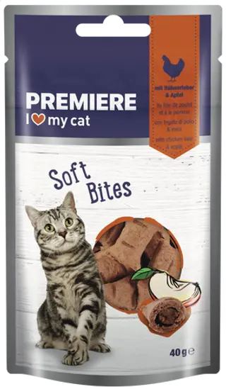 Promocja: 3 szt. - 15% Premiere Soft Bites Kurczak. Wątróbka. Jabłko 40g