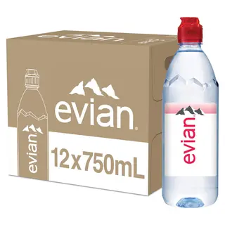 Agua Evian Sports, 75cl (Pack de 12)
