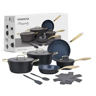 Batteria 12 pezzi antiaderente ceramico - Rhapsody nera
