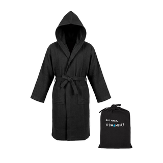 Accappatoio nido d'ape L/XL nero - But first a shower
