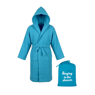 Accappatoio nido d'ape L/XL azzurro - Singing in the shower