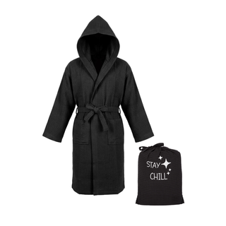 Accappatoio nido d'ape L/XL nero - Stay chill
