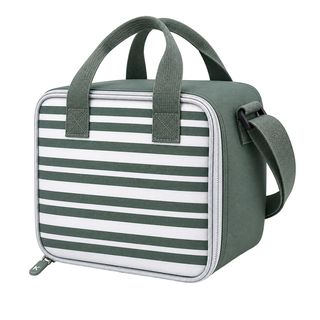 Borsa termica 8 L con tracolla e manici - righe verde