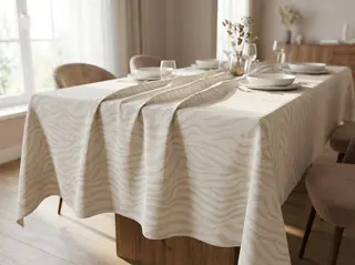 სუფრა - ZEBRA JACQUARD TABLECLOTH 140X140 CREAM