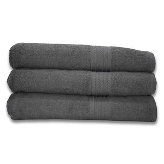 Premium Grey Cotton Terry Bath Towels, 3-Pack