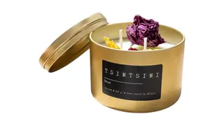 Special addition Rose scented soy wax candle in golden cup