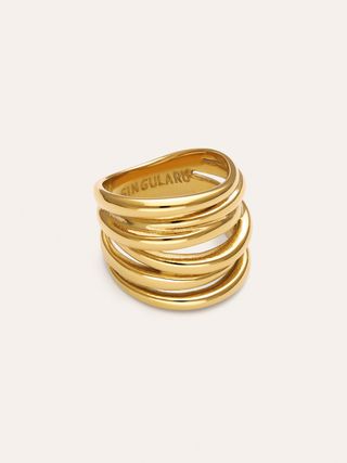 Anillo Ondina Acero Baño Oro - Talla 12