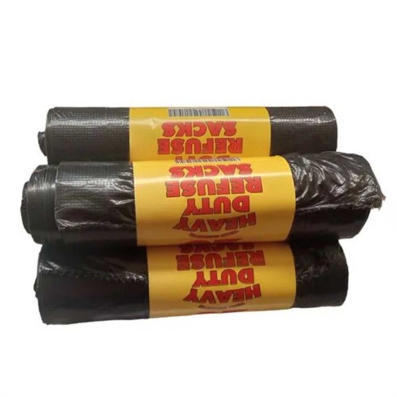 Black Heavy-Duty Waste Bags, 5 Rolls