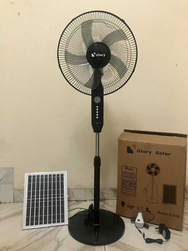 Glory Solar Standing Fan Black