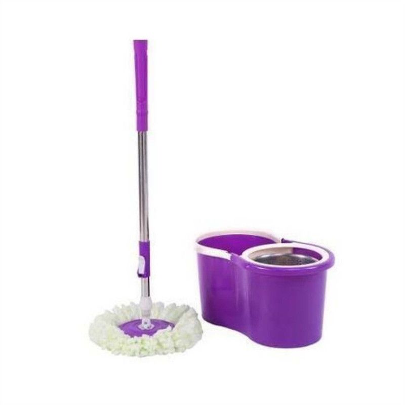 Purple Extendable Spin Mopping Stick & Bucket